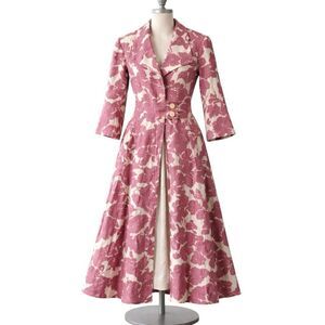 RARE Cooper by Trelise Statement Coat | Vintage-Inspired Pink Ivory linen. Sz 6